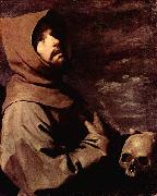 Francisco de Zurbaran Meditierender Hl. Franziskus mit Totenschadel oil